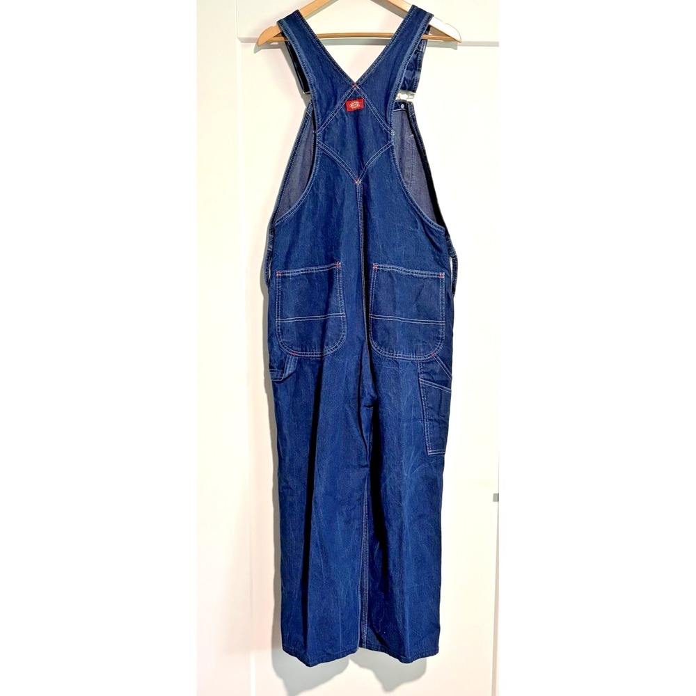 Dickies Denim Bib Overalls Men 36X26 Dark Wash Carpenter Workwear Heavy Duty - Picture 3 of 9
